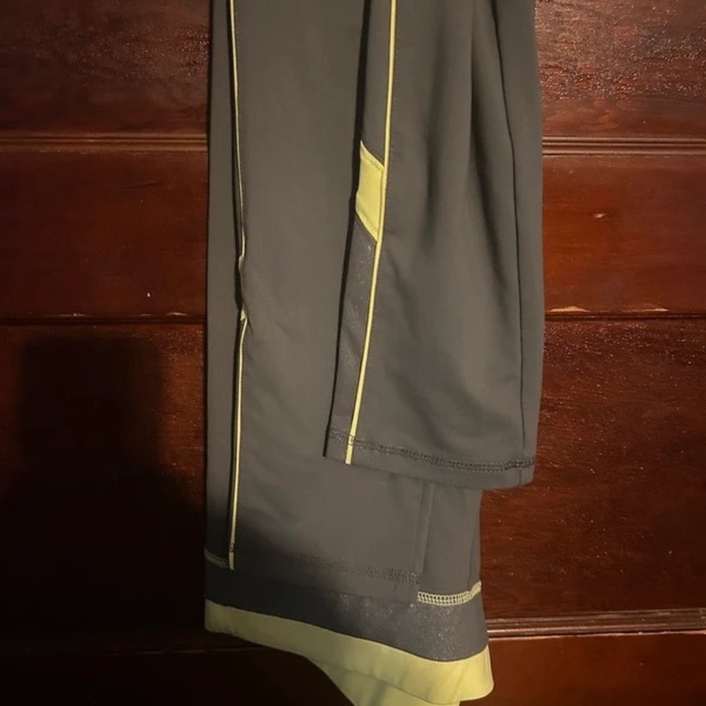 Justice Gray Leggings with Lime Yellow Trim